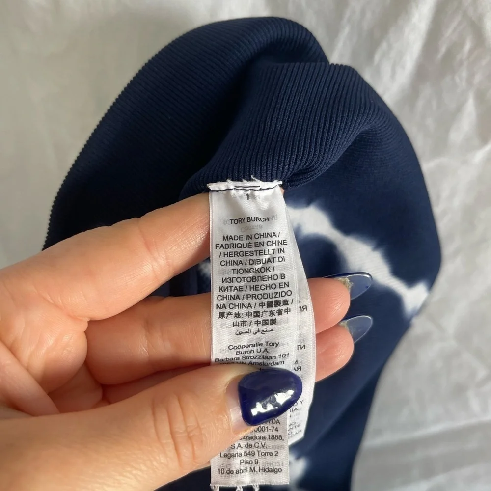 Tory Burch Tory Sport Tie-Dye Biker Shorts Navy High-Waisted Gym Shorts Size S